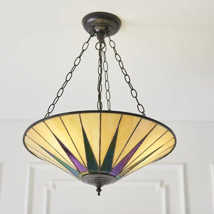 Dark Star Large Inverted Tiffany Ceiling Light