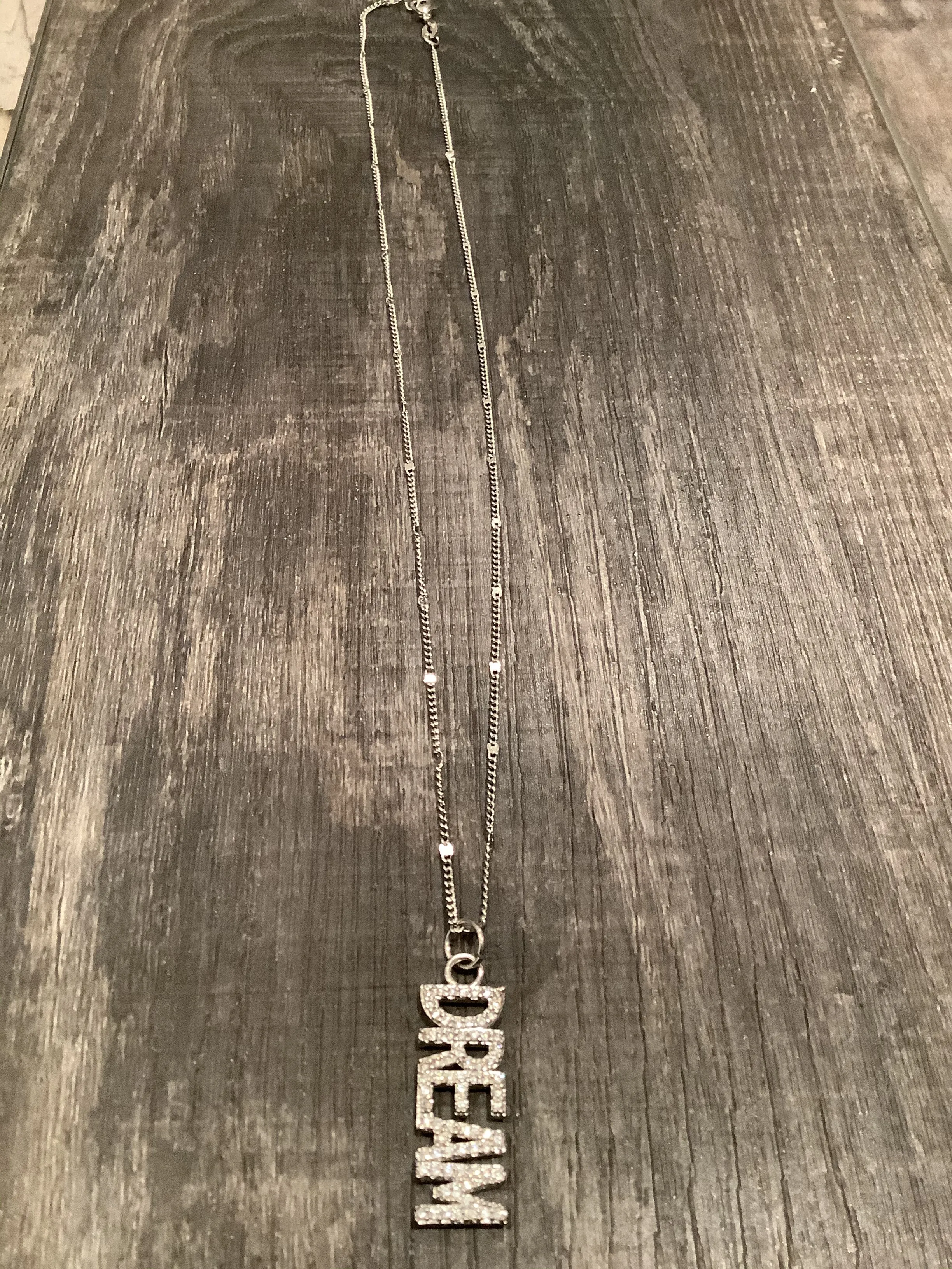 Dream Bling Pendant on Adjustable Chain - Silver