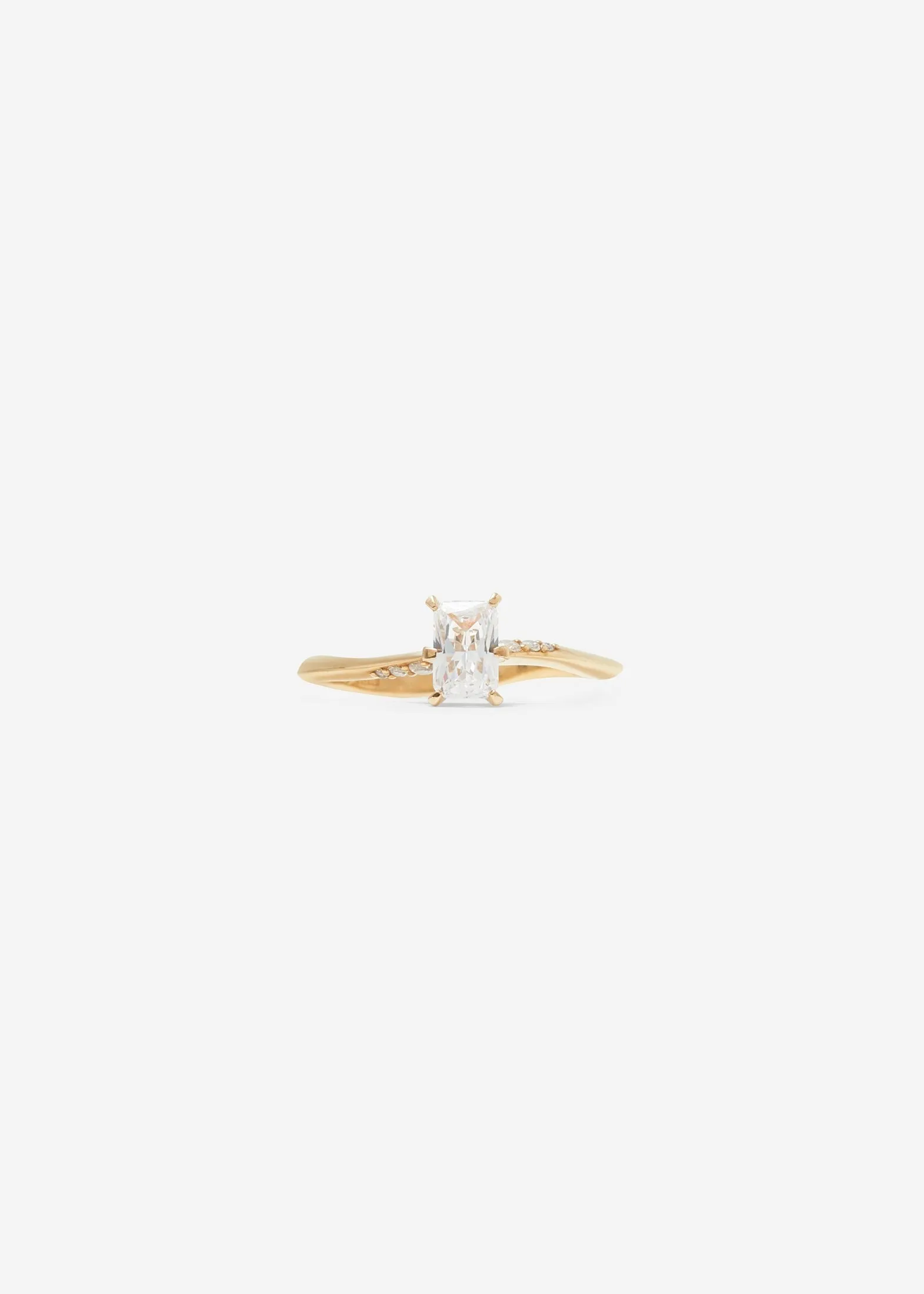 Emerald Cut Solitaire Ring Midi Pavé 0.3 - 0.5 Ct