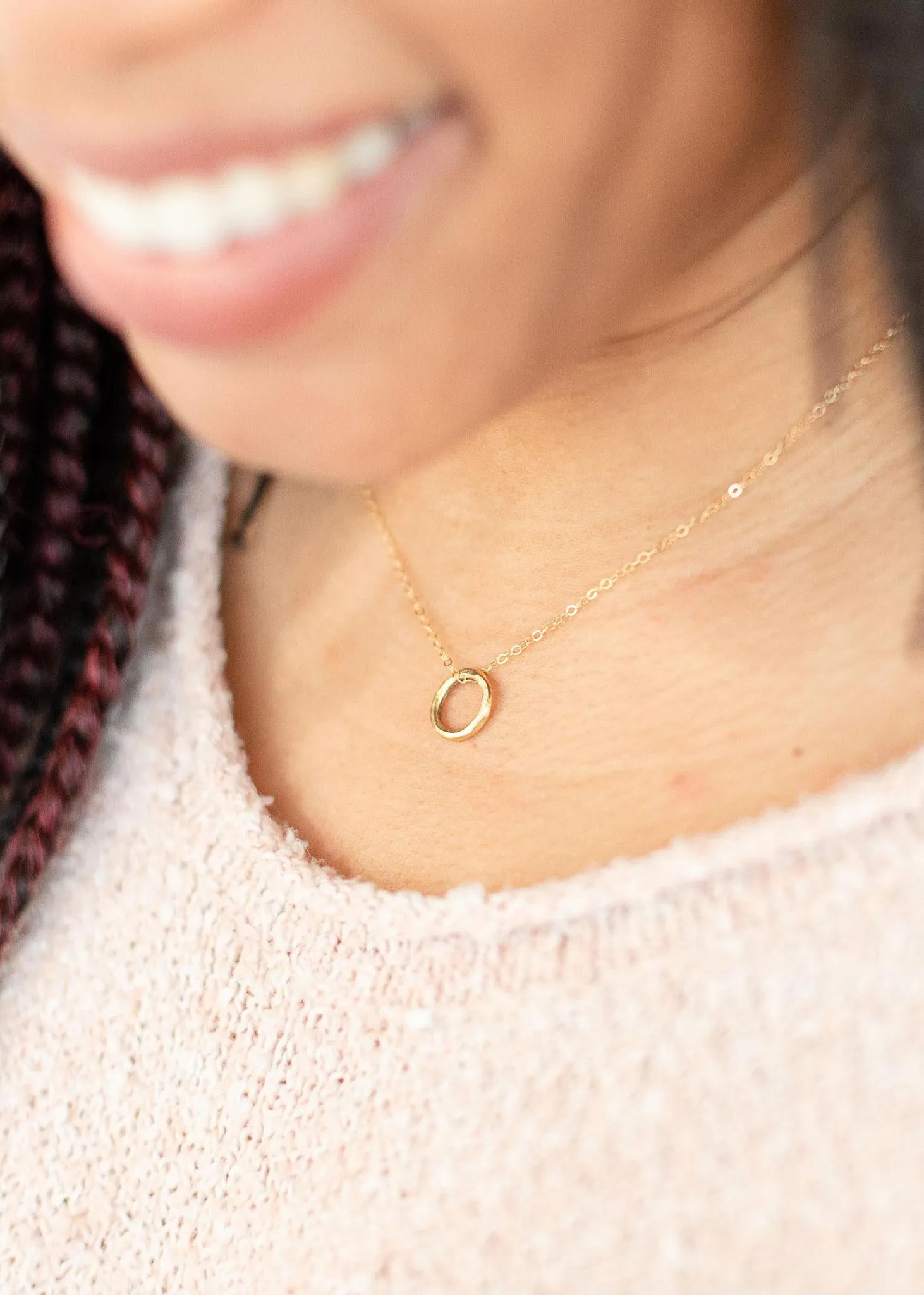 Floating Circle Necklace | Silver or Gold