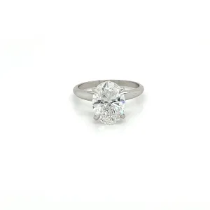 GIA Certified 3 Carat Oval Cut Lab Grown CVD Diamond Solitaire Engagement Ring in 14K White Gold