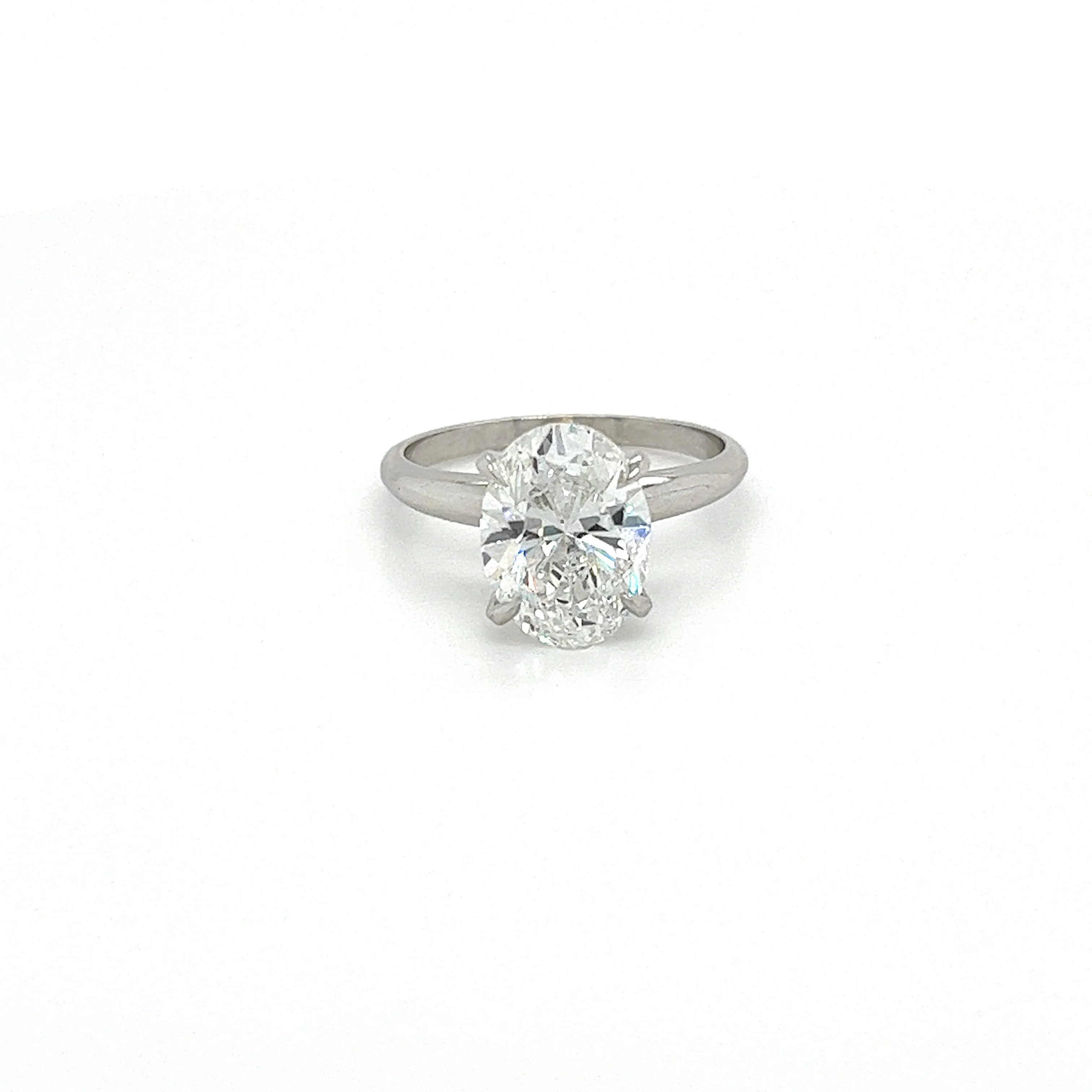 GIA Certified 3 Carat Oval Cut Lab Grown CVD Diamond Solitaire Engagement Ring in 14K White Gold