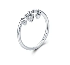 Glittering Heart Clear CZ Ring Sterling Silver