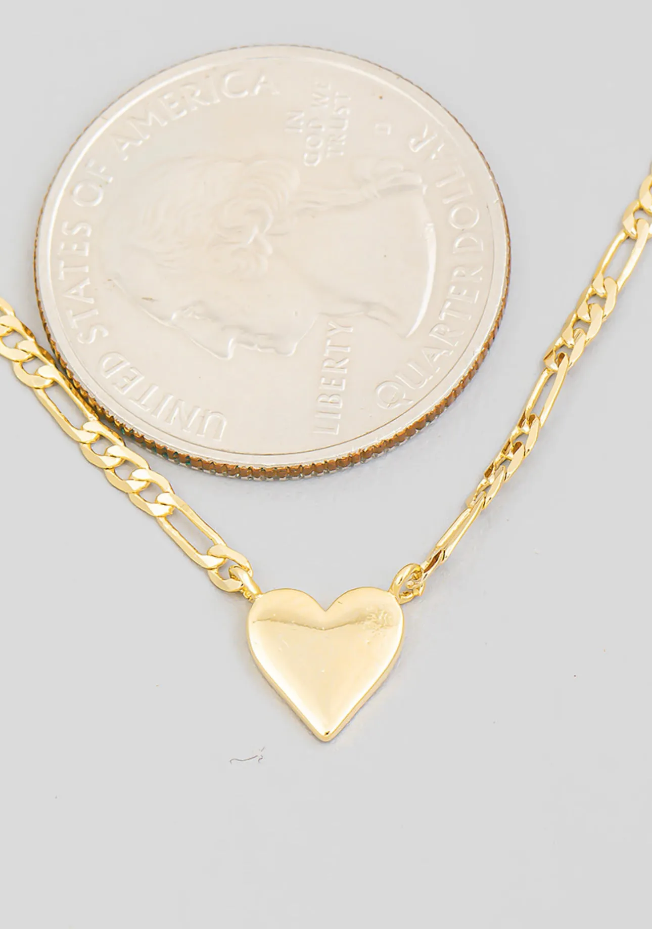 Gold Dip Heart Chain Necklace