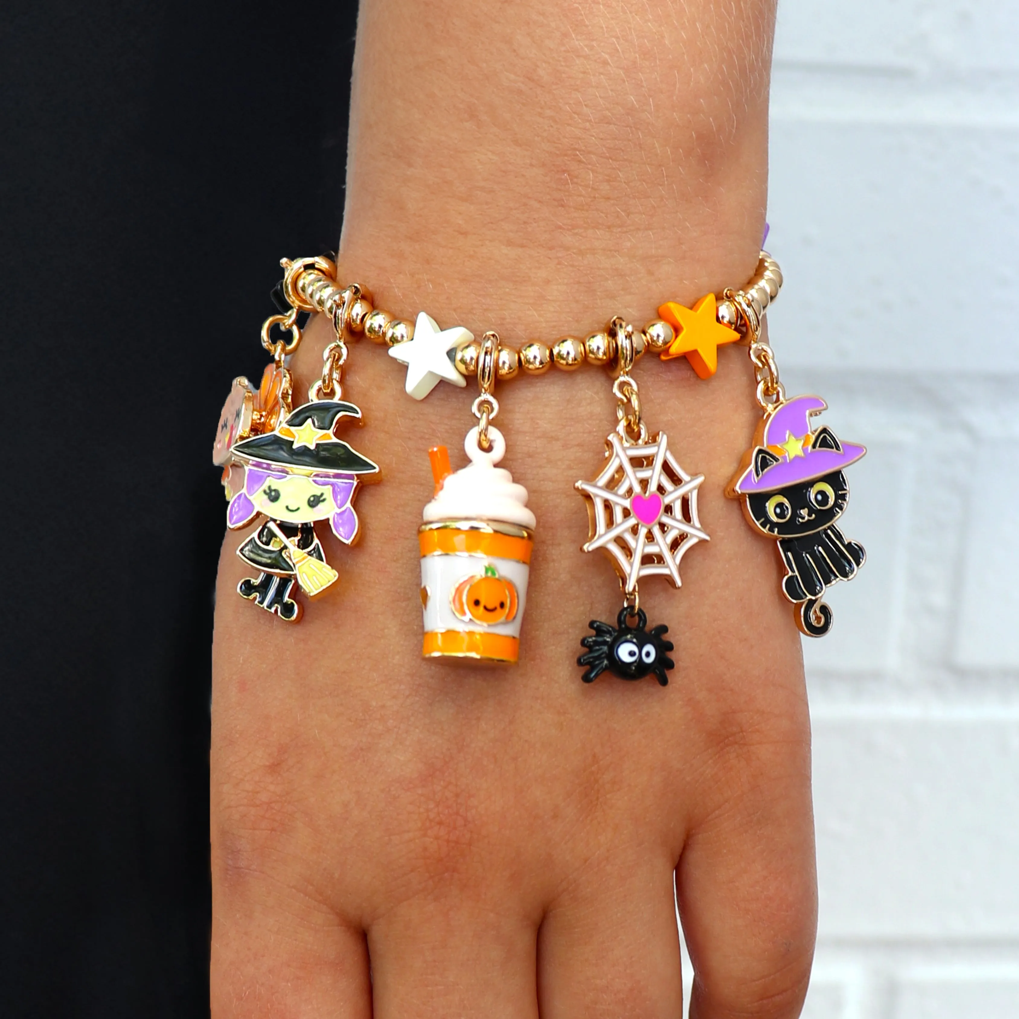 Gold Halloween Stretch Bead Bracelet