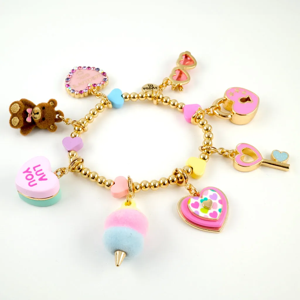 Gold Multi Heart Stretch Bead Bracelet