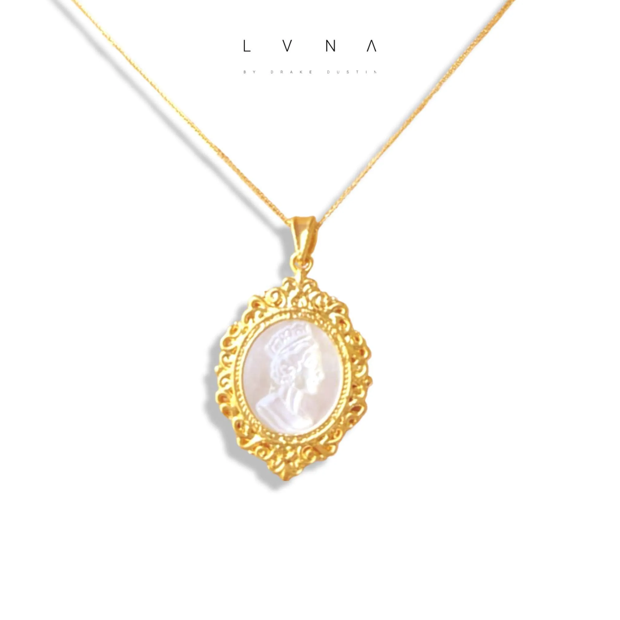 #GOLD2024 | 18K Golden Mother of Pearl Cameo Necklace Foxtail Chain