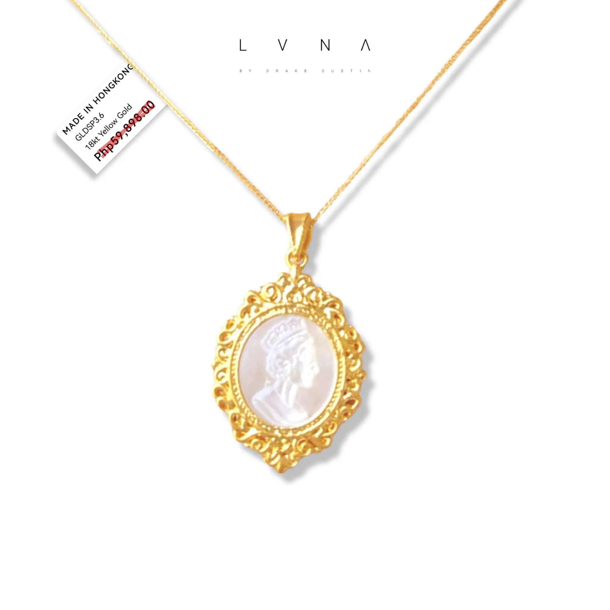 #GOLD2024 | 18K Golden Mother of Pearl Cameo Necklace Foxtail Chain