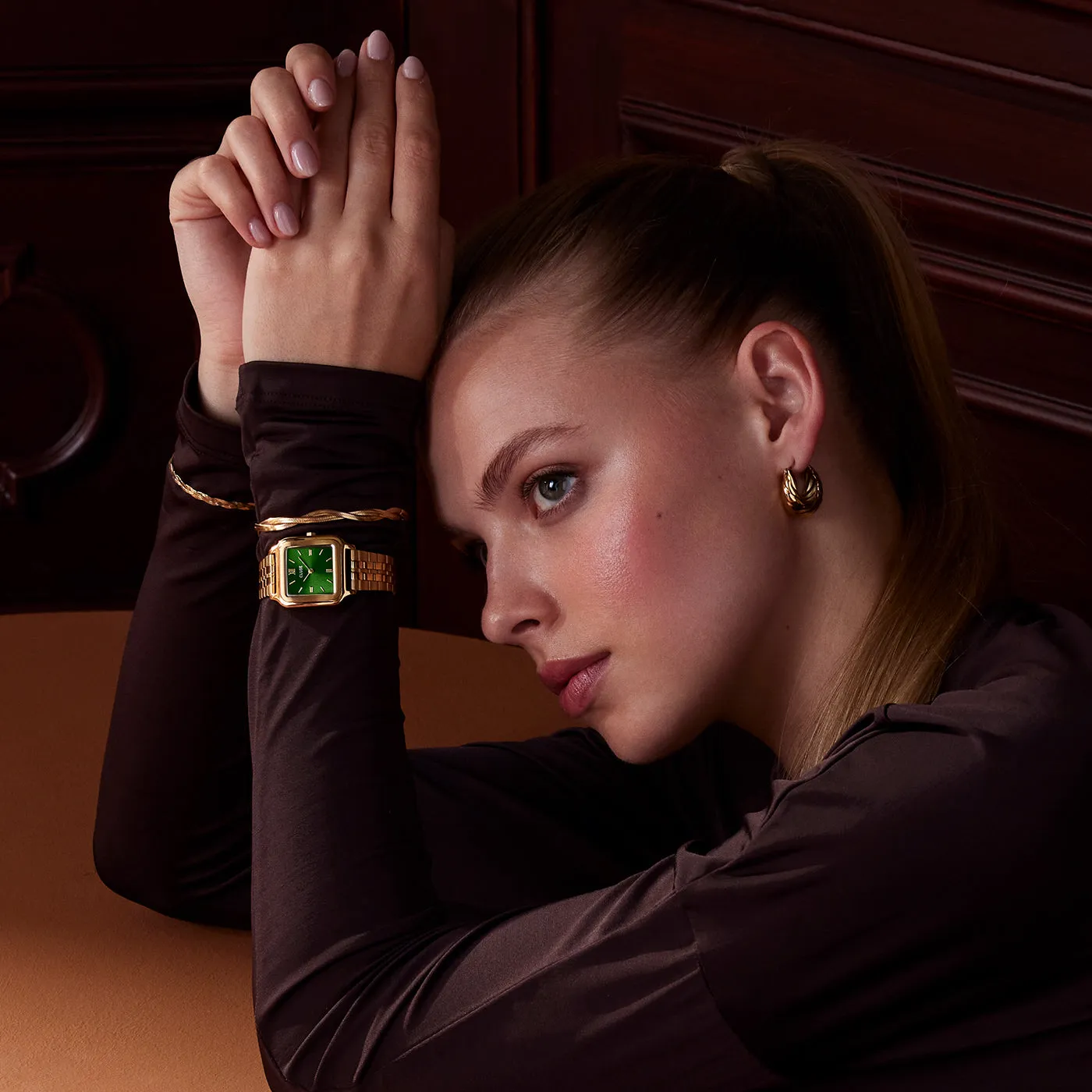 Gracieuse Watch Steel, Forest Green, Gold Colour