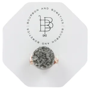 Grey Round Druzy on Rose Gold Ring