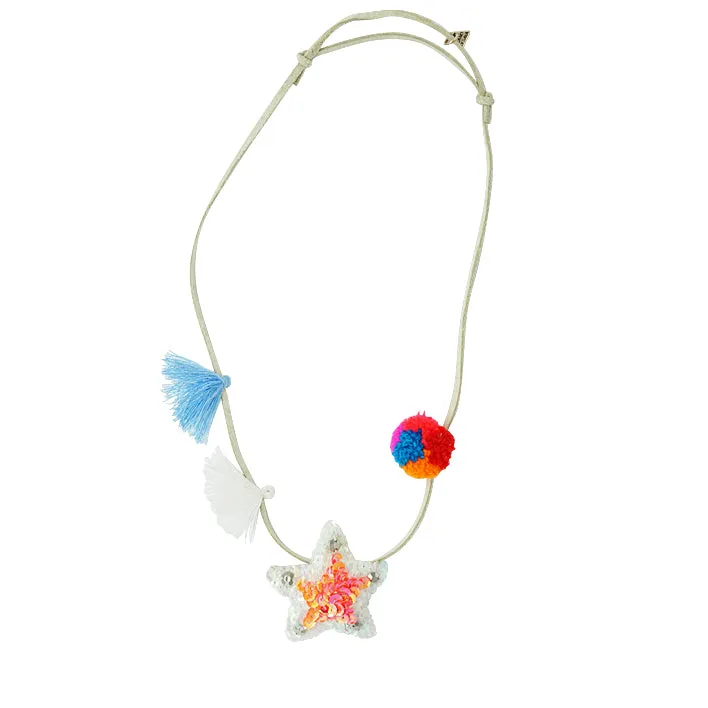 Hampton Pink Star Kids Pom Pom Necklace