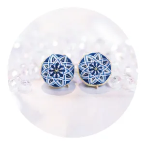 HAReTEMRI FACTORY | Temari Earrings | Blue Fuji