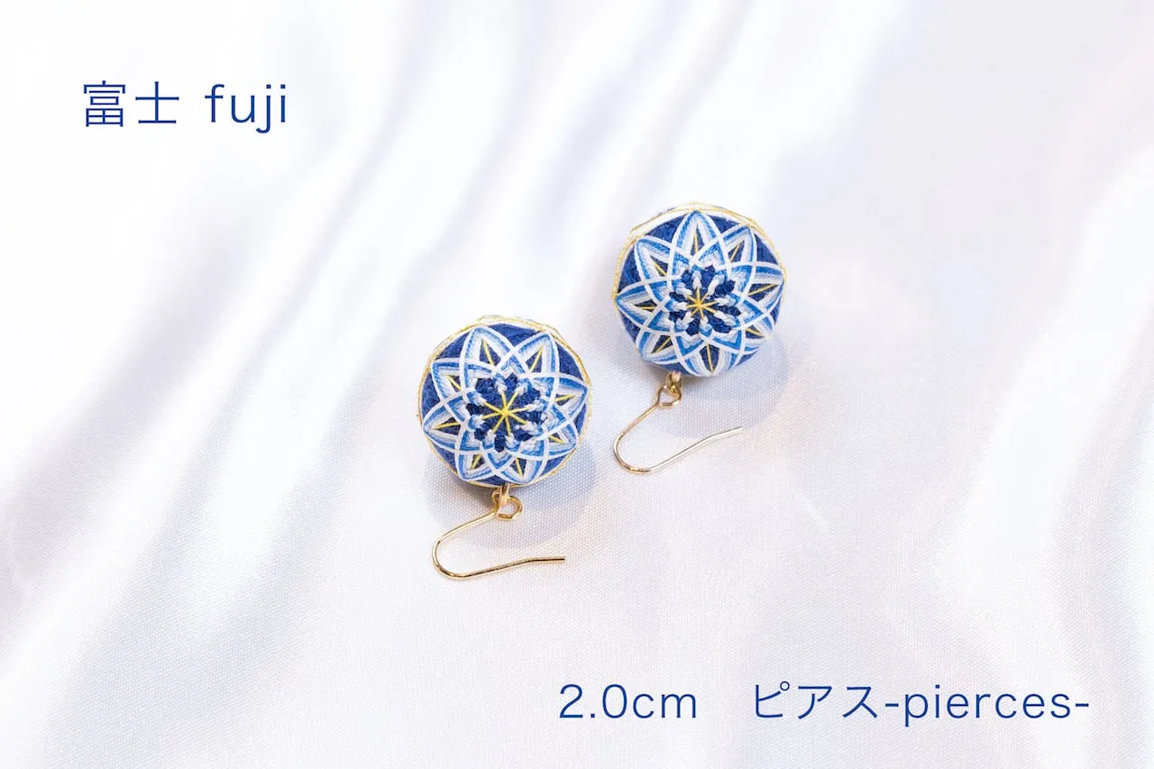 HAReTEMRI FACTORY | Temari Earrings | Blue Fuji