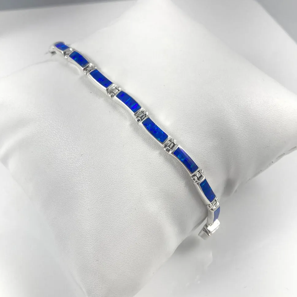 Lab Opal & Sterling Silver Bracelet