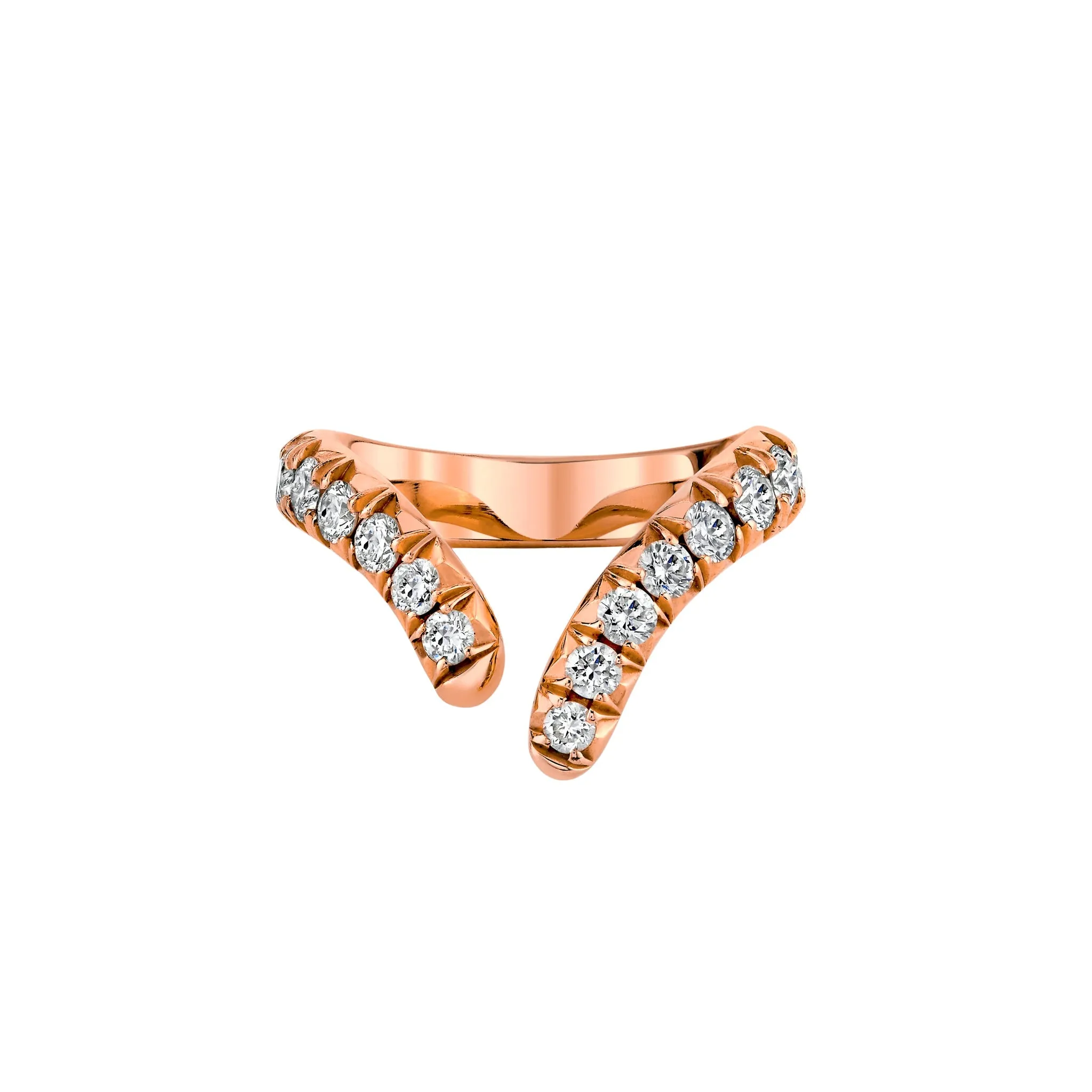 Large French Pave Diamond Tusk Ring