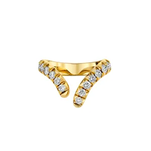 Large French Pave Diamond Tusk Ring