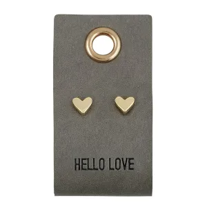 Leather Tag Earrings - Heart Studs