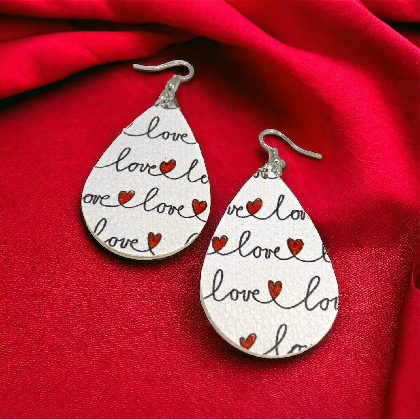 Love Earrings, Red and Black, Valentine’s Earrings, Love Earrings, Heart Accessories, Happy Valentine’s Day, Red Hearts, Valentine’s Jewelry