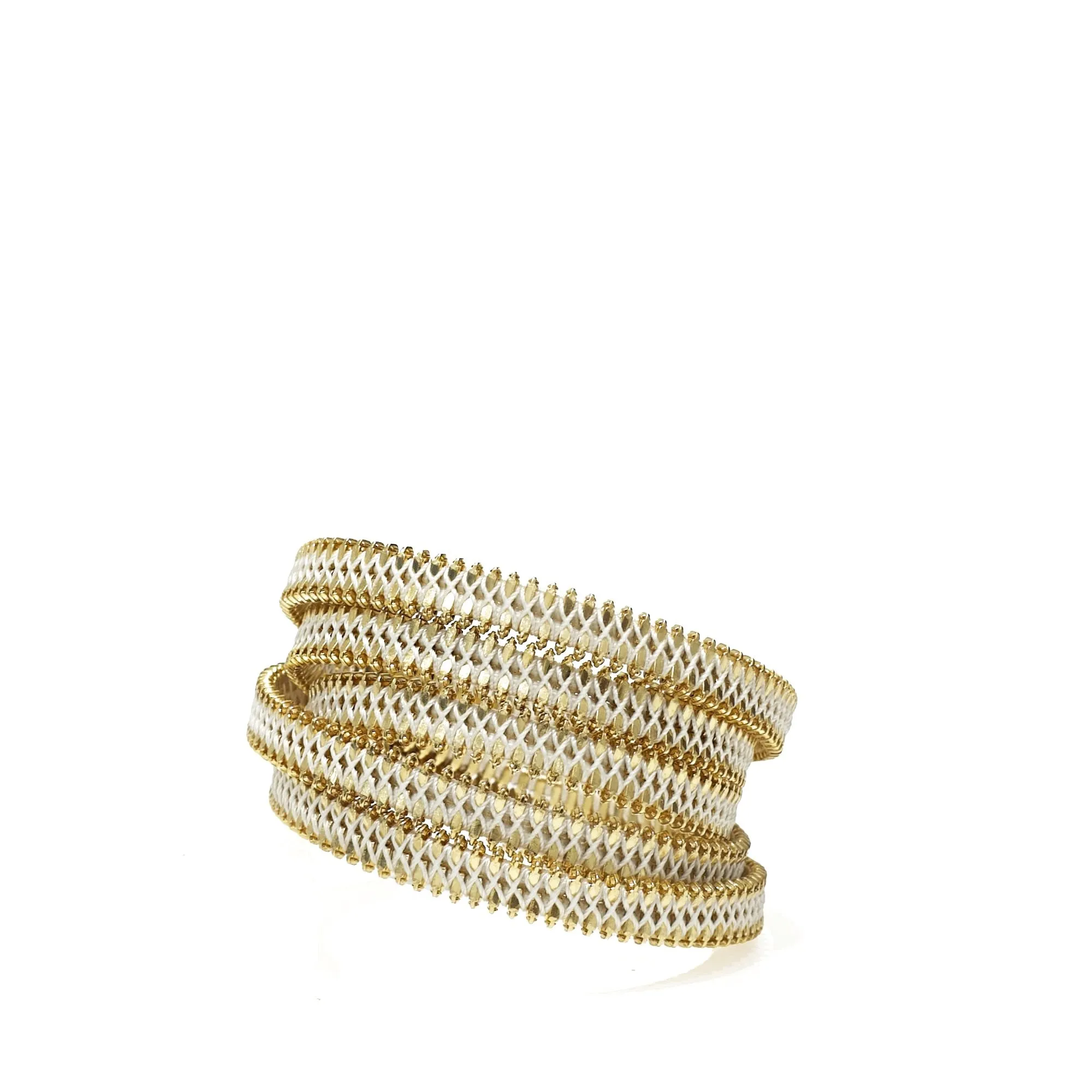 Lucky 5 Zip Cuff - White   Gold