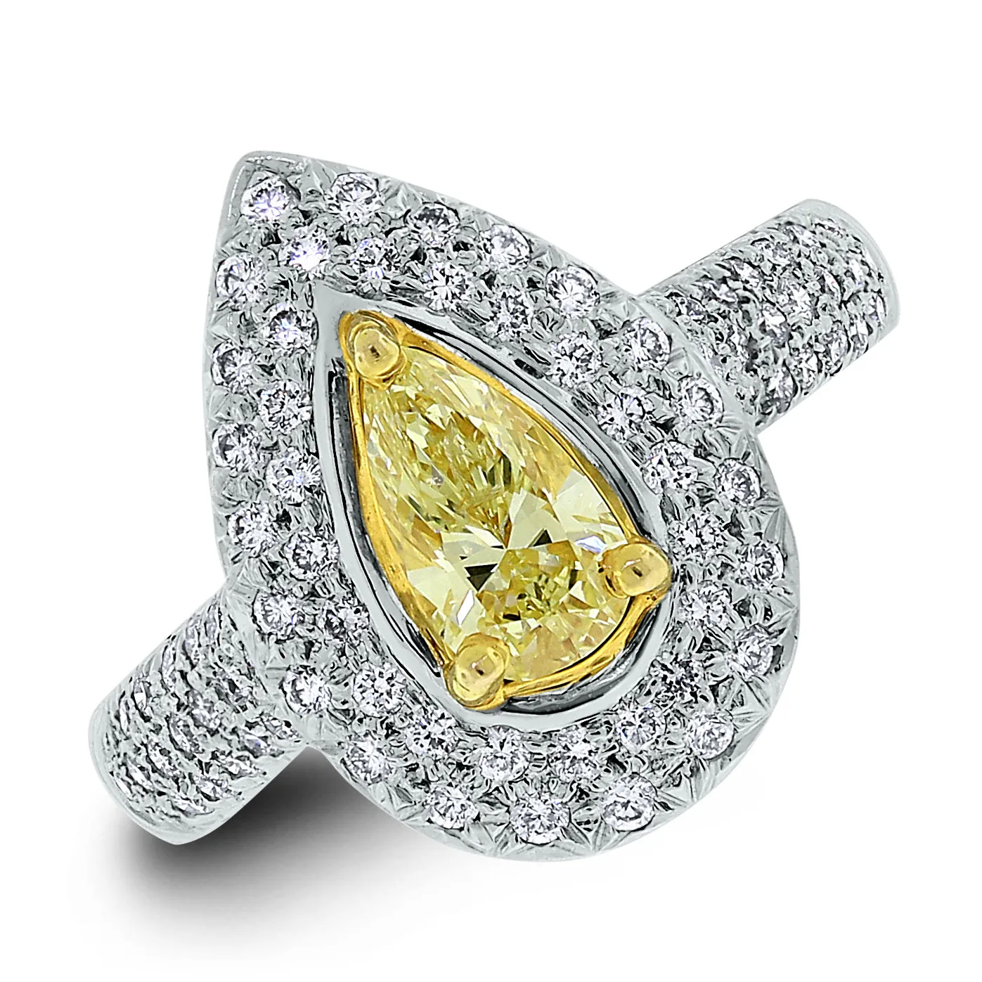 Luz Ring (0.56 ct Pear Shape Fancy Yellow SI2 Diamond) in White Gold