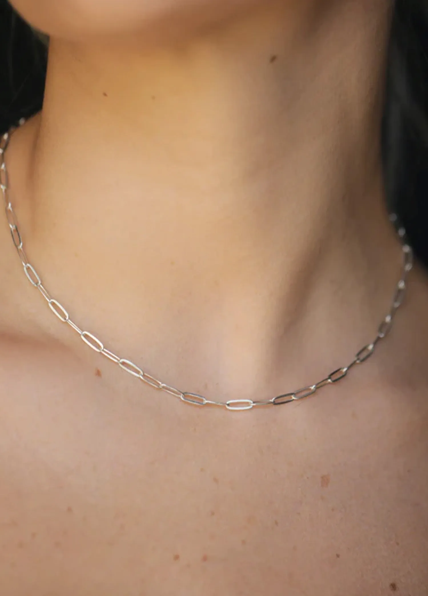 Mara Micro Rectangle Chain Choker - Silver