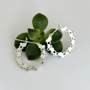 Medium Halo Sterling Silver Hoops