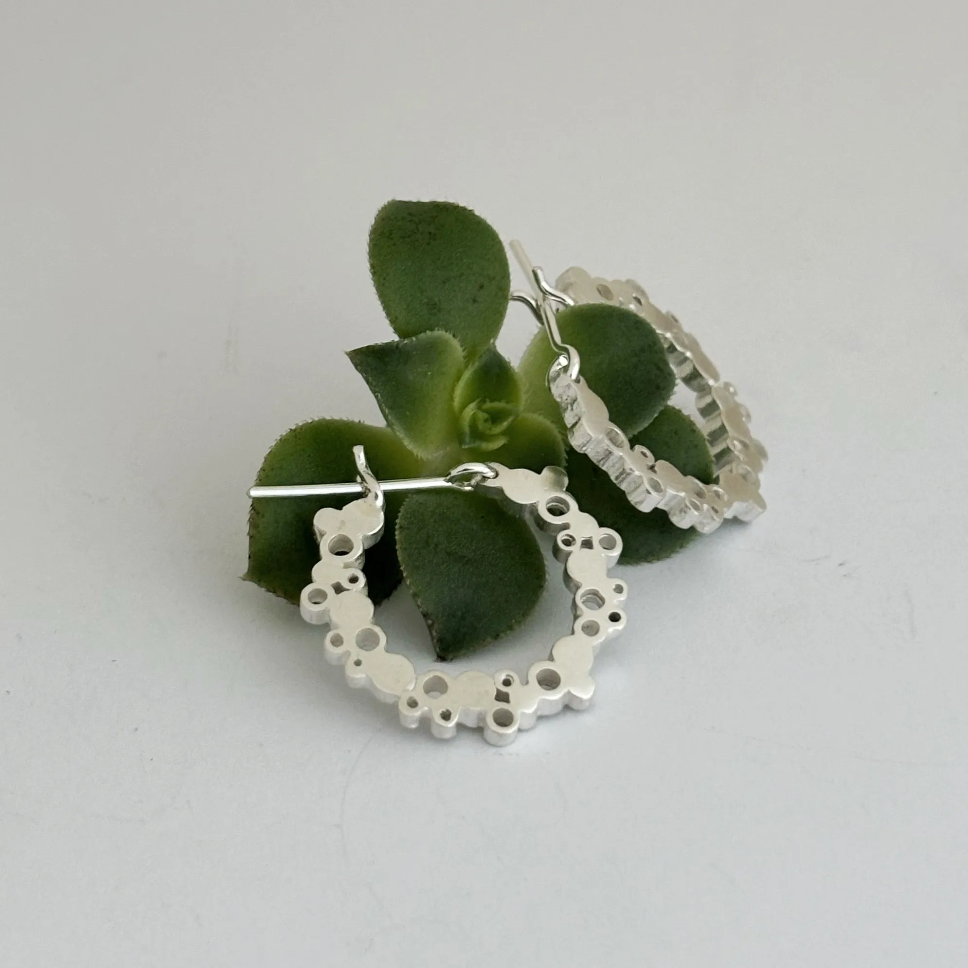 Medium Halo Sterling Silver Hoops