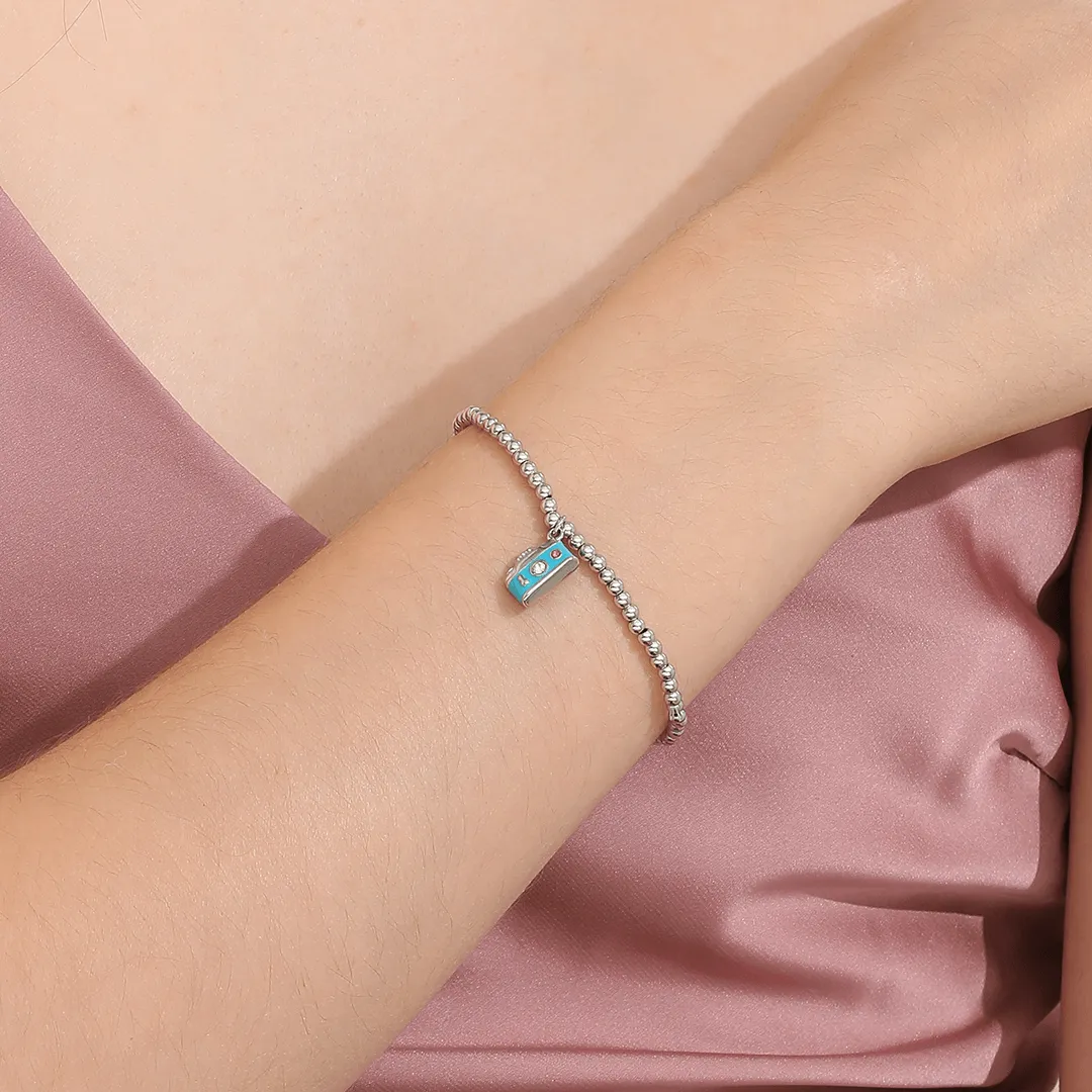 Memories: "HOLIDAY" | Camera Bracelet | White Gold-Plated | Multi-Colour