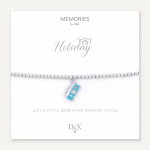 Memories: "HOLIDAY" | Camera Bracelet | White Gold-Plated | Multi-Colour