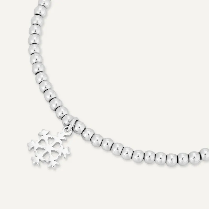 Memories: "MERRY CHRISTMAS" | Snowflake Bracelet | White Gold-Plated