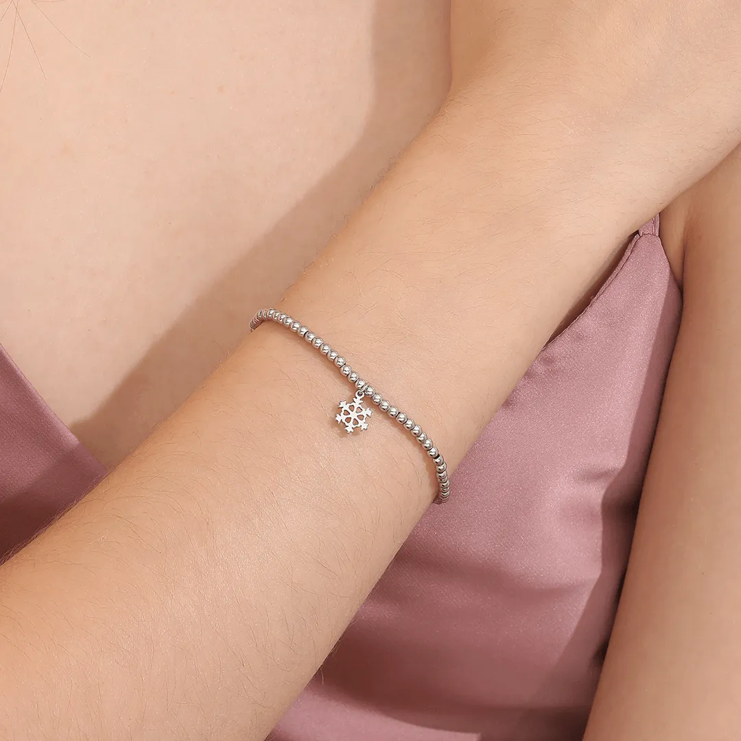 Memories: "MERRY CHRISTMAS" | Snowflake Bracelet | White Gold-Plated