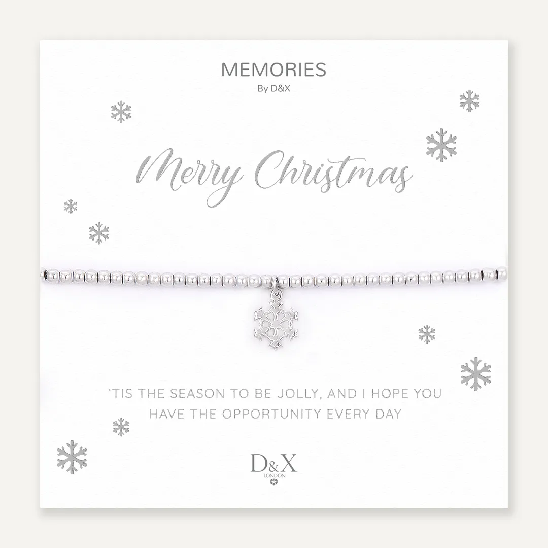 Memories: "MERRY CHRISTMAS" | Snowflake Bracelet | White Gold-Plated