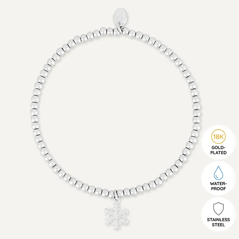 Memories: "MERRY CHRISTMAS" | Snowflake Bracelet | White Gold-Plated