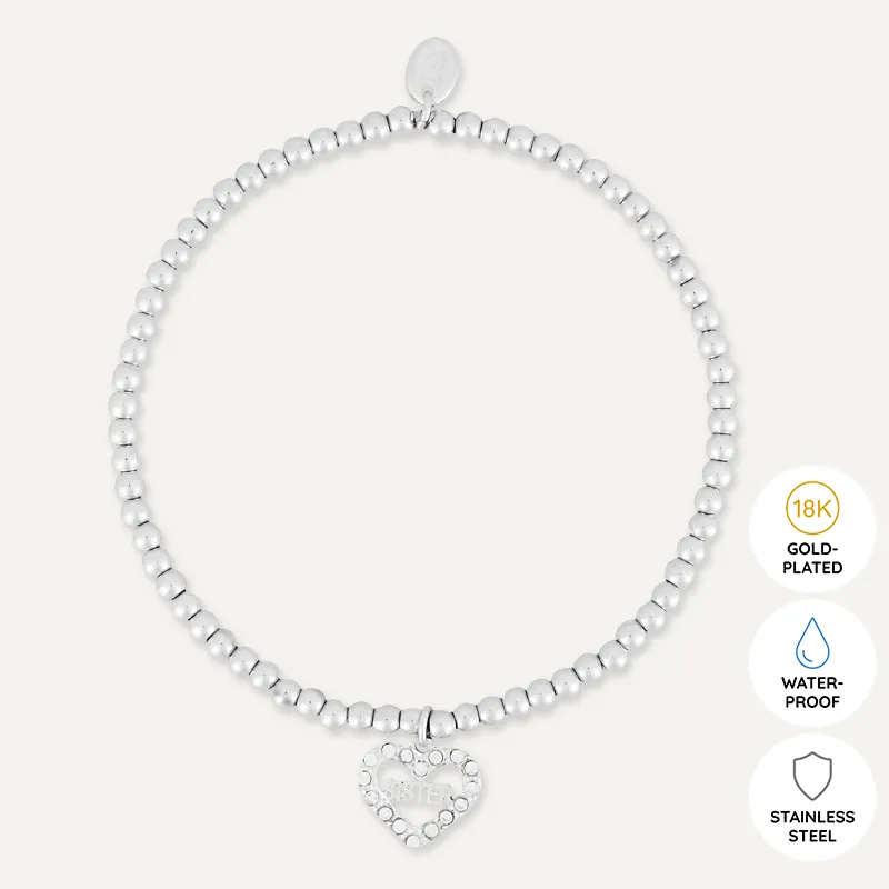 Memories: "SOUL SISTER" | Heart Bracelet | White Gold-Plated