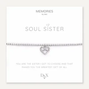 Memories: "SOUL SISTER" | Heart Bracelet | White Gold-Plated