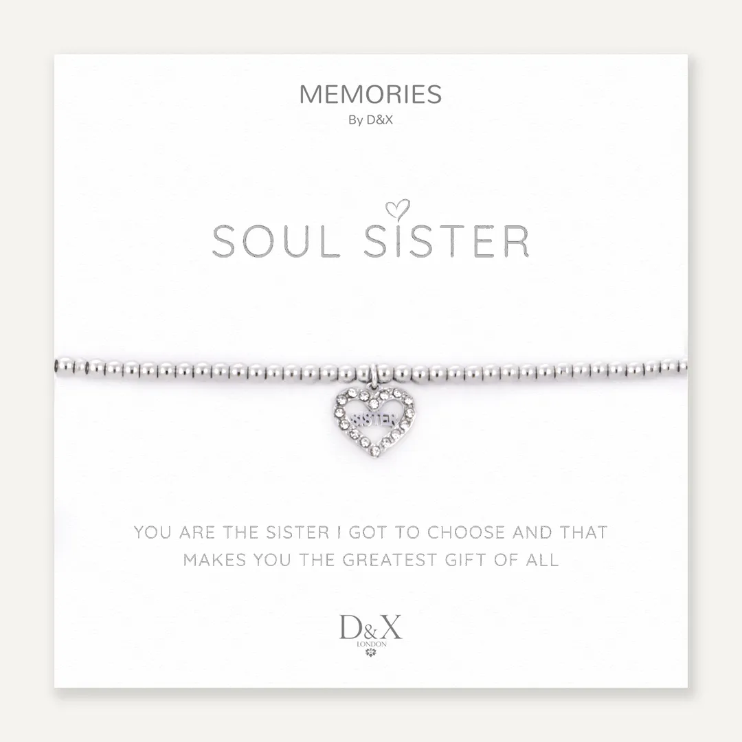 Memories: "SOUL SISTER" | Heart Bracelet | White Gold-Plated