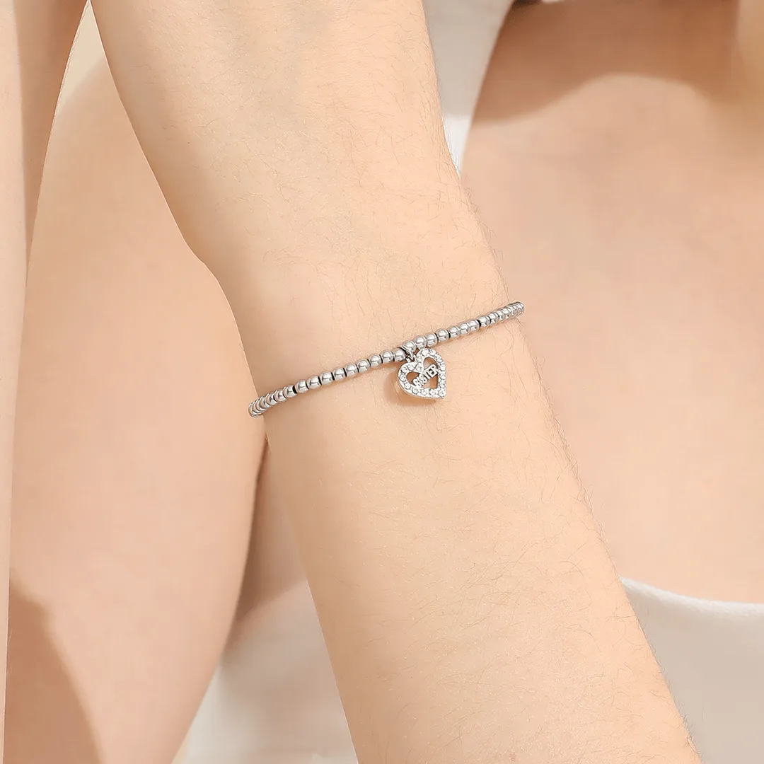 Memories: "SOUL SISTER" | Heart Bracelet | White Gold-Plated