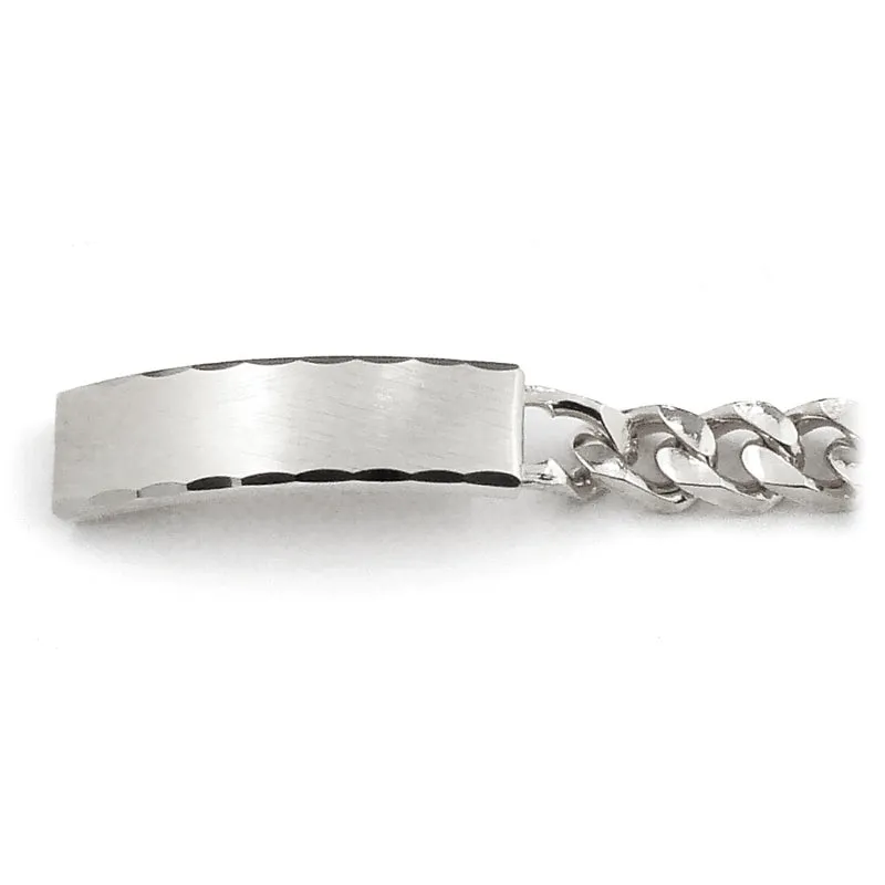 Stylish Mens ID Bracelet with Faceted Edge and Brushed Finish Plaque