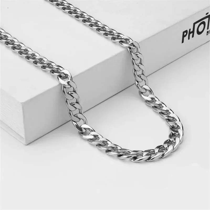 Men's Sterling Silver Plated Necklace 2/4/6/8/10/12MM 40-75cm Face Chain Necklace Lobster Clasp Men Women Engagement Jewelry Gifts