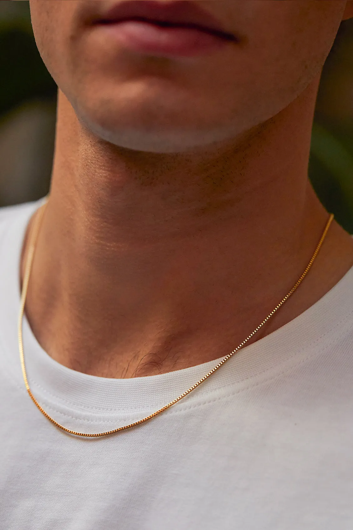 Mens Thin Box Chain Necklace