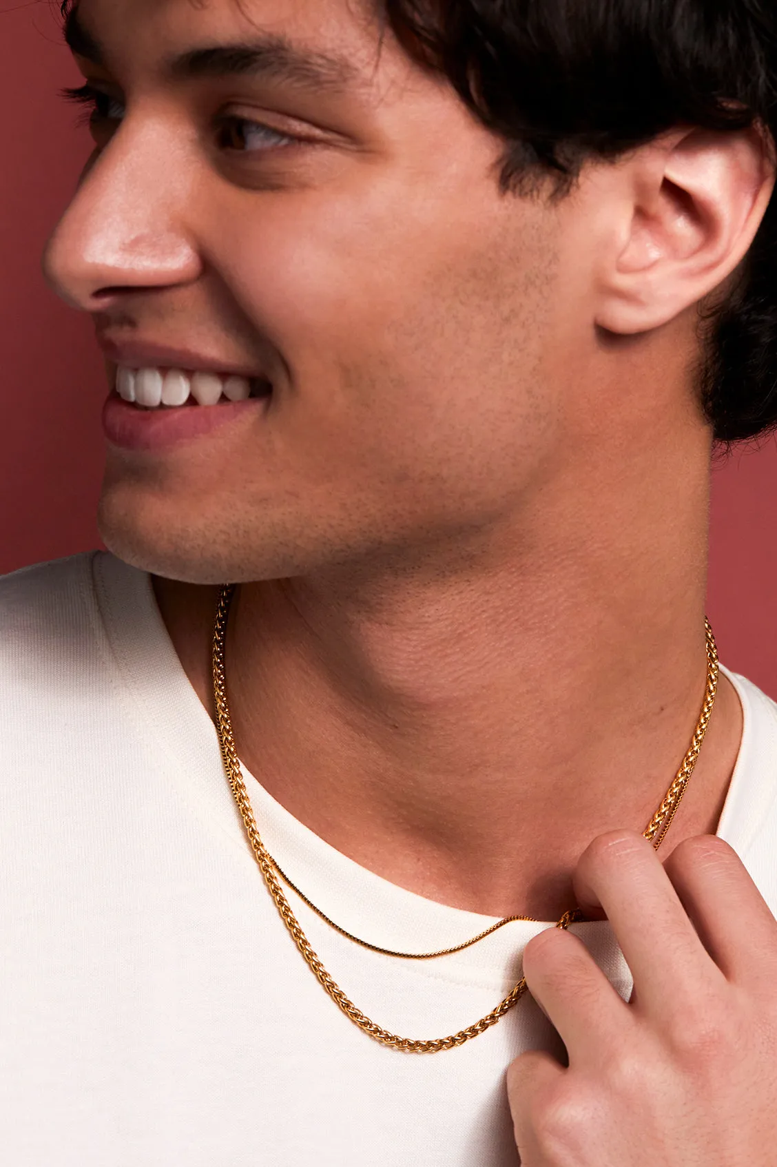 Mens Thin Box Chain Necklace