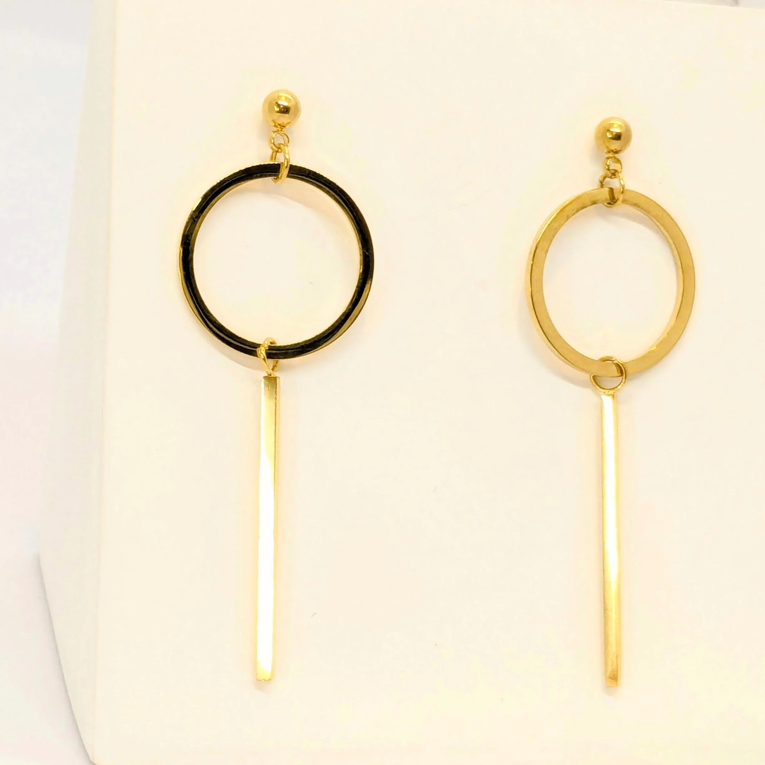 Moden Minimalistic Danglers Earrings in Gold Finish