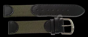 MWC 18mm Retro Leather and Fabric Combination Watch Strap