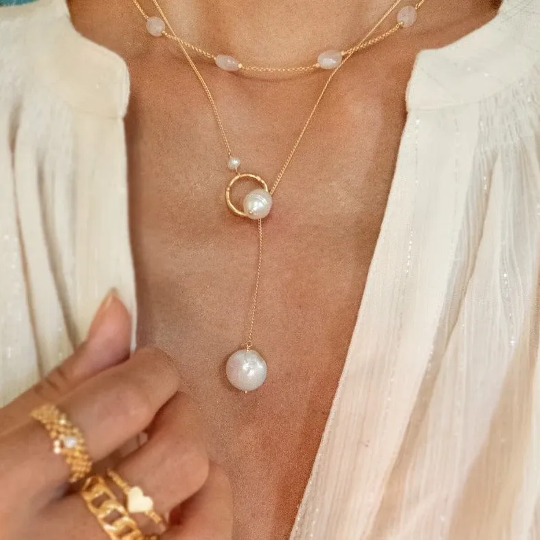 NECKLACE CIRCLE DROP PEARL