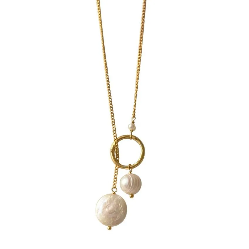 NECKLACE CIRCLE DROP PEARL