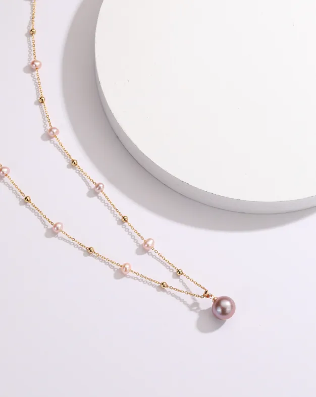 Pearl Teardrop Pendant Beaded Necklace