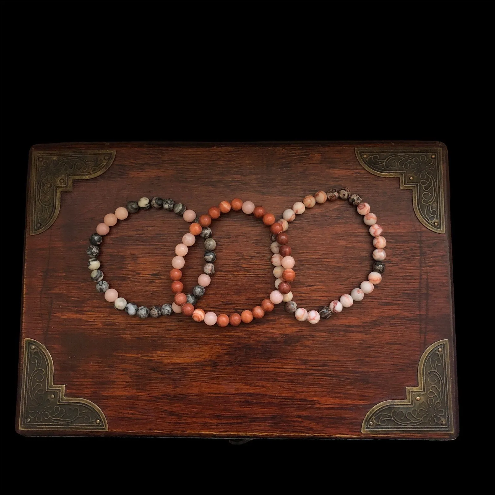 Pink Opal and Picasso Jasper Beaded Bracelet