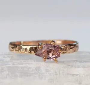 Pink Spinel Crosshatch Band Ring