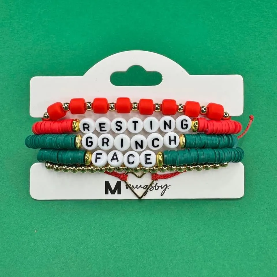 Resting Grinch Face Stackable Bracelets