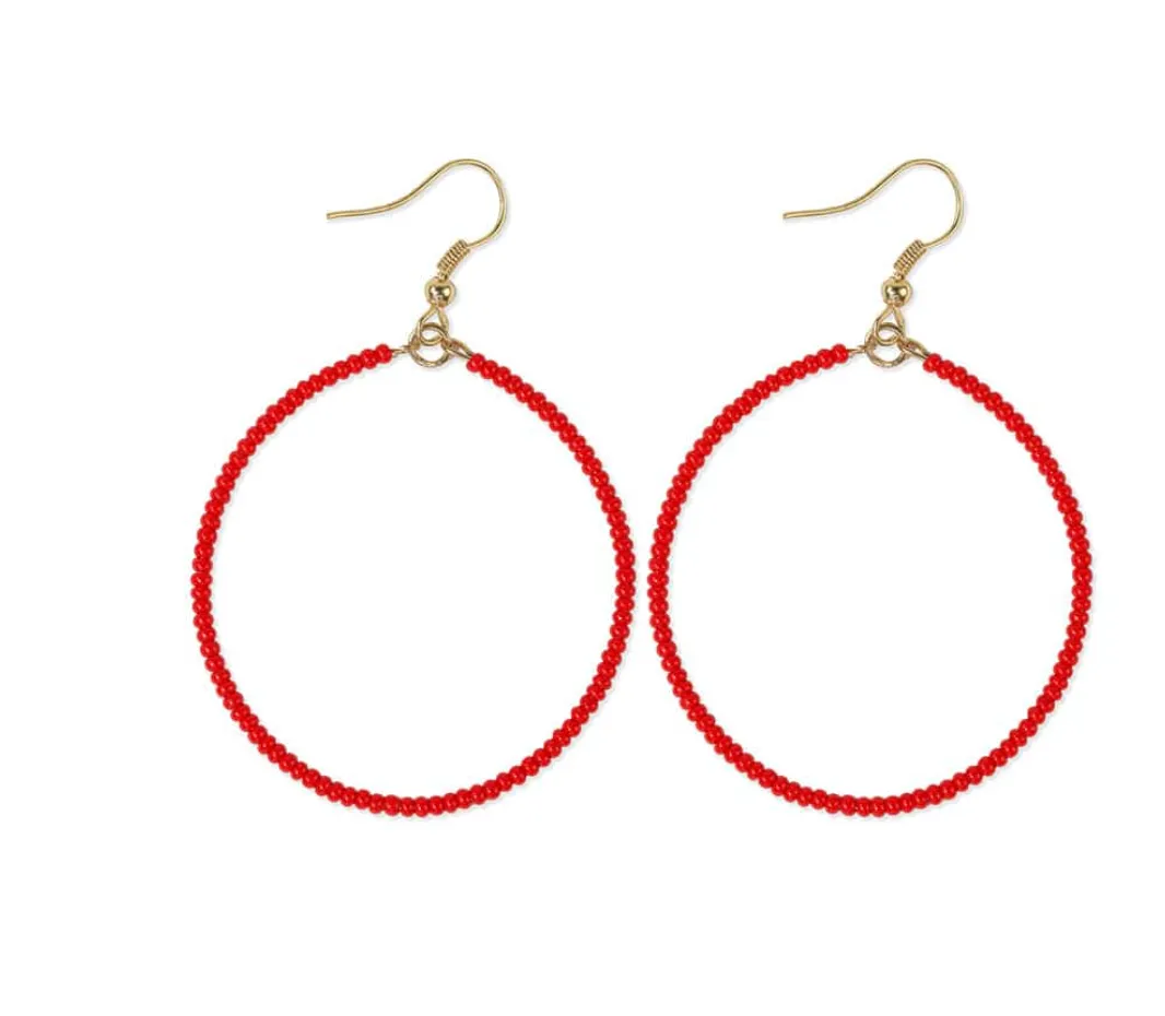 Ruby Solid Beaded Hoop Earrings